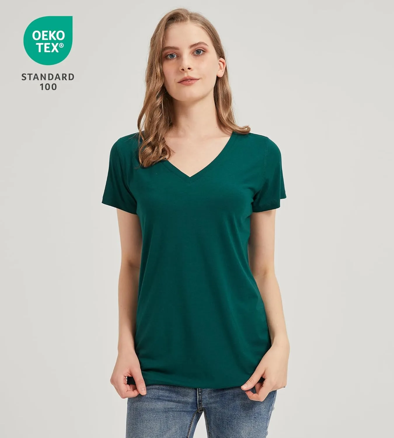 netdraw Women's Ultra-Soft Bamboo Viscose V-Neck T-Shirt Comfy Trendy Casual Sleep Pajama Lounge Tops