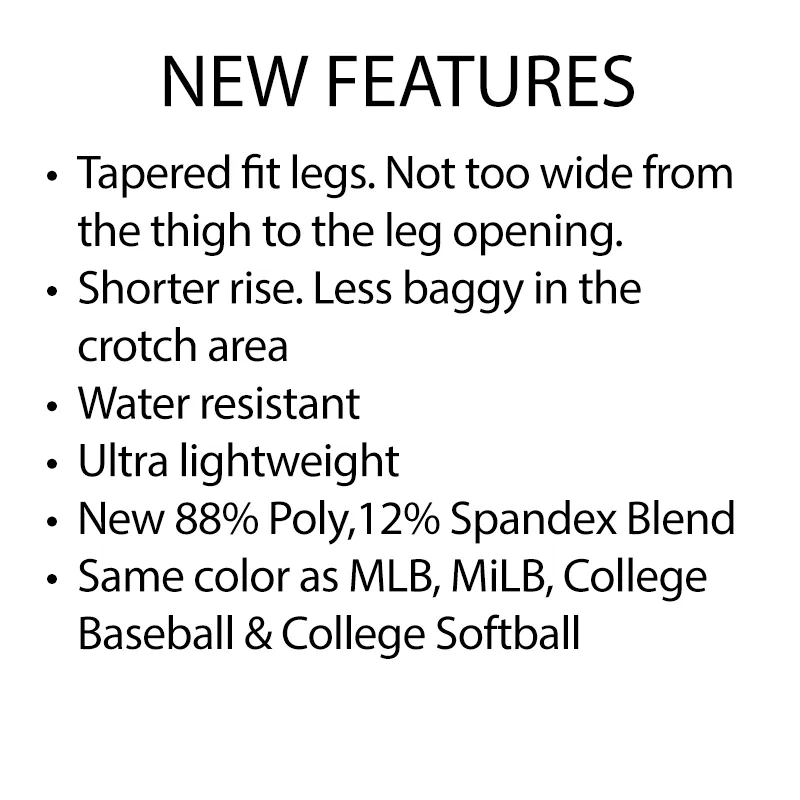 New! Tapered-Fit Lightweight Flat Front Umpire Base Pants