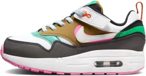 Nike Air Max 1 SE EasyOn Little Kids' Shoes (FQ8911-001, Black/Playful Pink/Stadium Green/White) Size 12