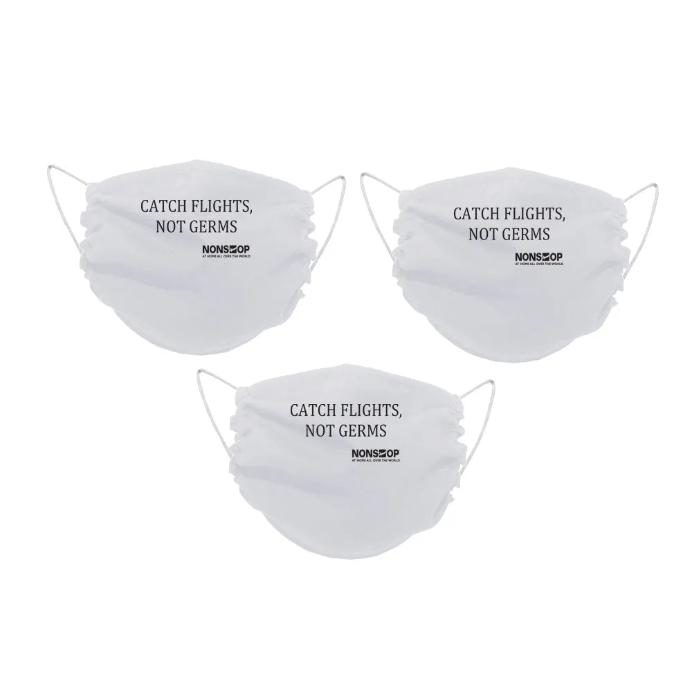 NONSTOP Fun Travel Quotes "Catch Flights, Not Germs" Lightweight Travel Facemask