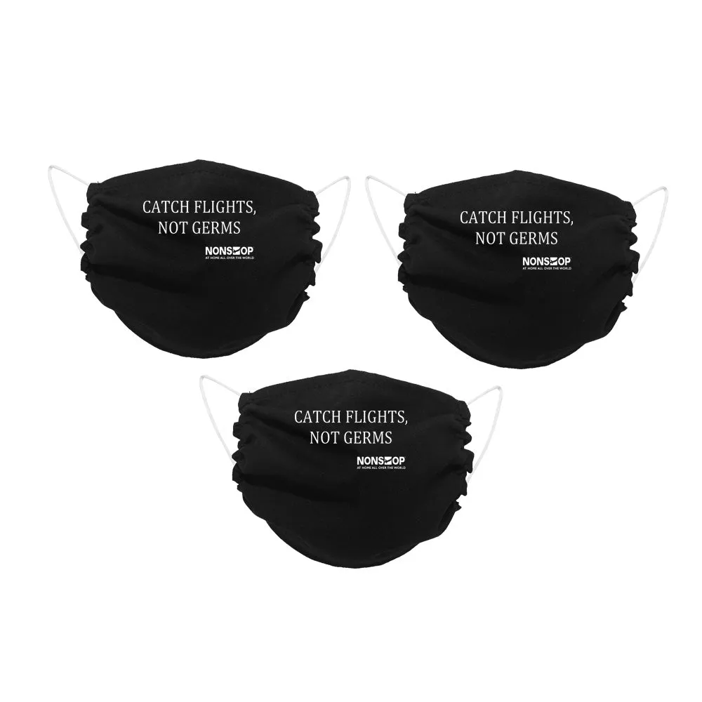 NONSTOP Fun Travel Quotes "Catch Flights, Not Germs" Lightweight Travel Facemask