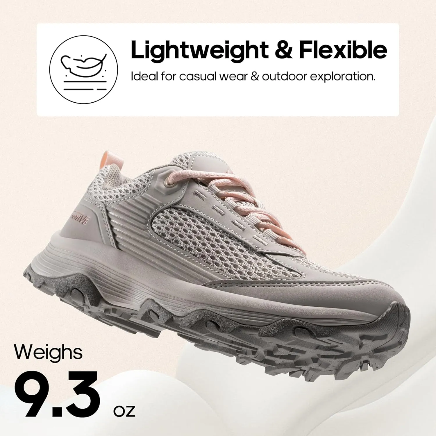 NORTIV 8 Women's Hiking Shoes Lightweight Breathable Mesh Walking Sneakers Outdoor Work Shoes