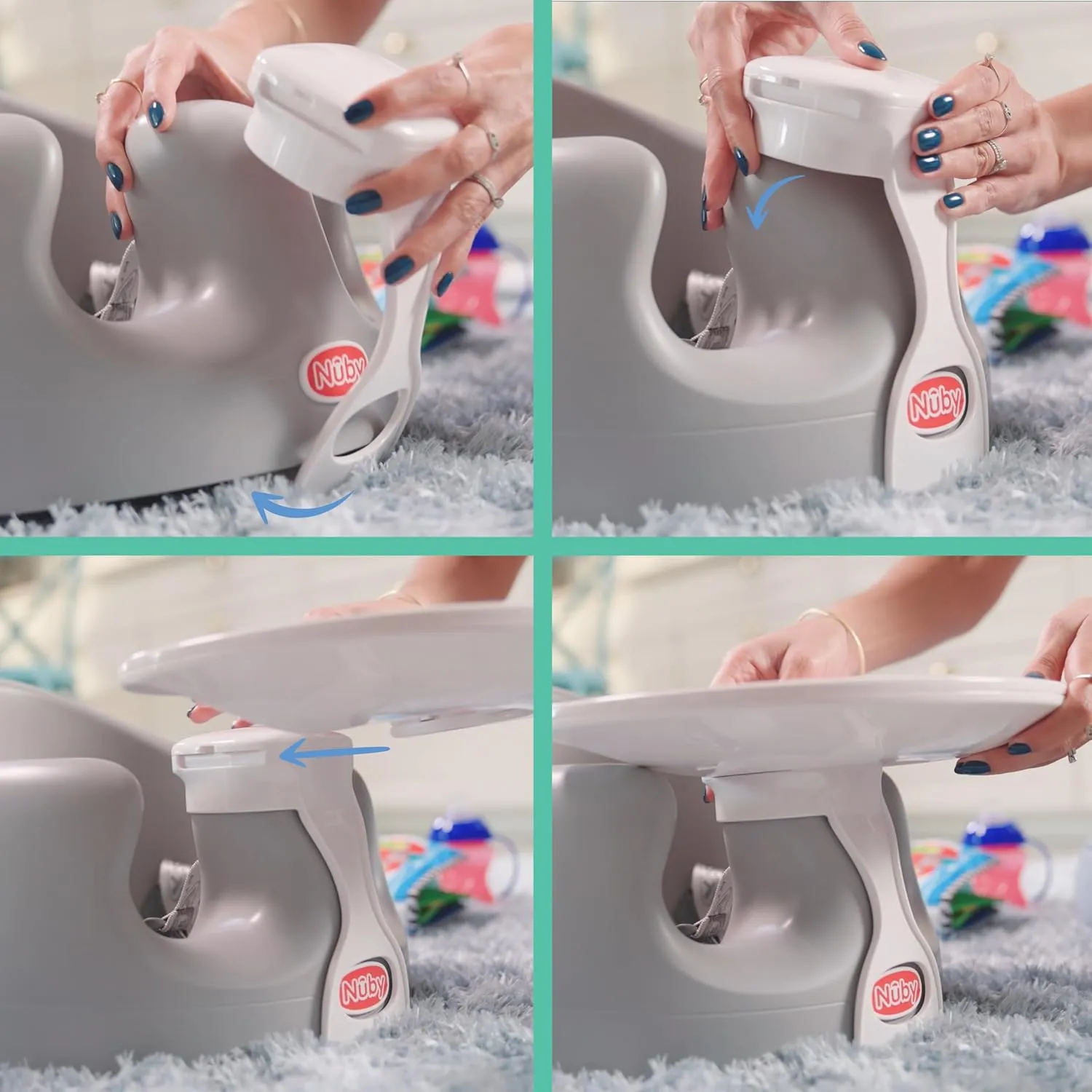 Nuby My Floor Seat Activity Tray - with Easy Release Latch and Easy to Clean - 4  Months - White