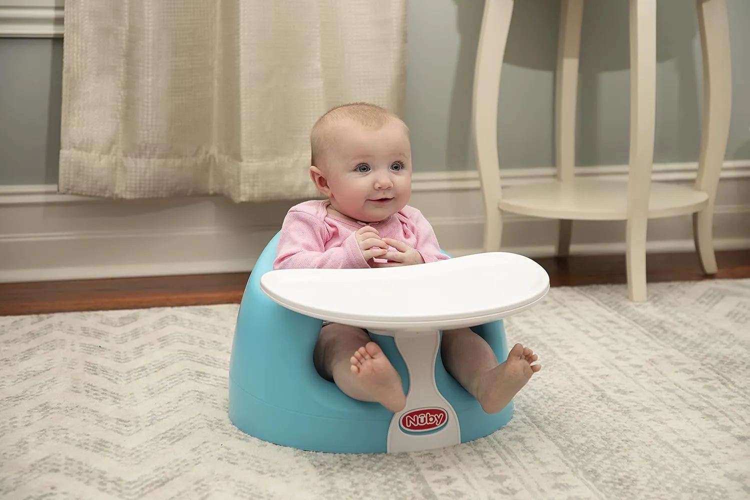 Nuby My Floor Seat Activity Tray - with Easy Release Latch and Easy to Clean - 4  Months - White