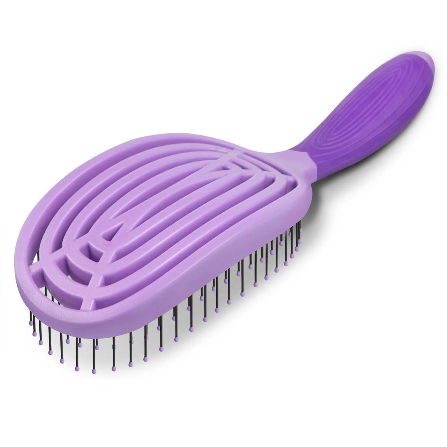 NuWay 4Hair® Patented Curved and Vented Hair Dryer Safe Detangling C Brush® (Purple)
