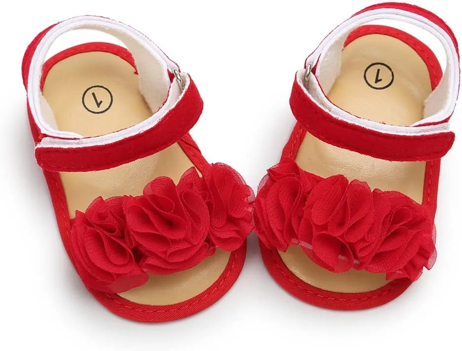 Ohwawadi Baby Boys Girls Sandals Soft Sole Summer Infant Wedding Dress Flat Shoes Beach Sandal Newborn Crib Shoes First Walkers