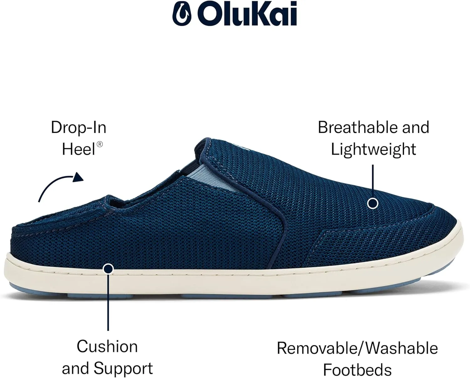 OLUKAI Nohea Mesh Men's Slip On Sneakers, Lightweight & Breathable Shoes for Everyday Wear, All-Weather & Enhanced Traction