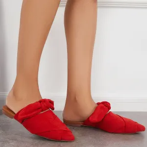 on Bowknot Slip Backless Shoes Flat Flat Mules Prompt response Sale event Toe Pointed