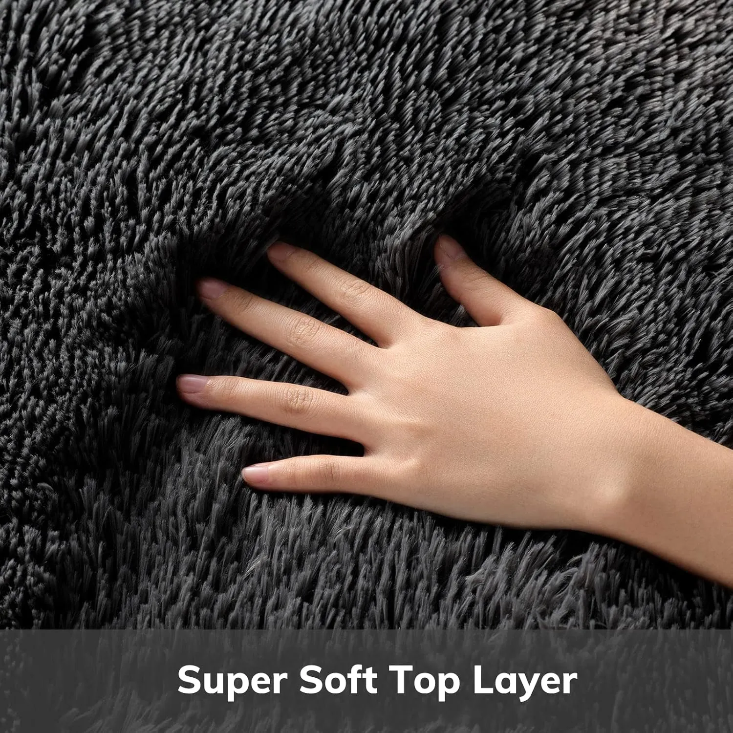 Ophanie Black Area Rugs for Bedroom Living Room, 4x6 Fluffy Fuzzy Shag Shaggy Carpet Soft Plush Furry Bedside Rug, Indoor Floor Rug for Kids Girls Boys Home Decor Aesthetic, Dorm Nursery