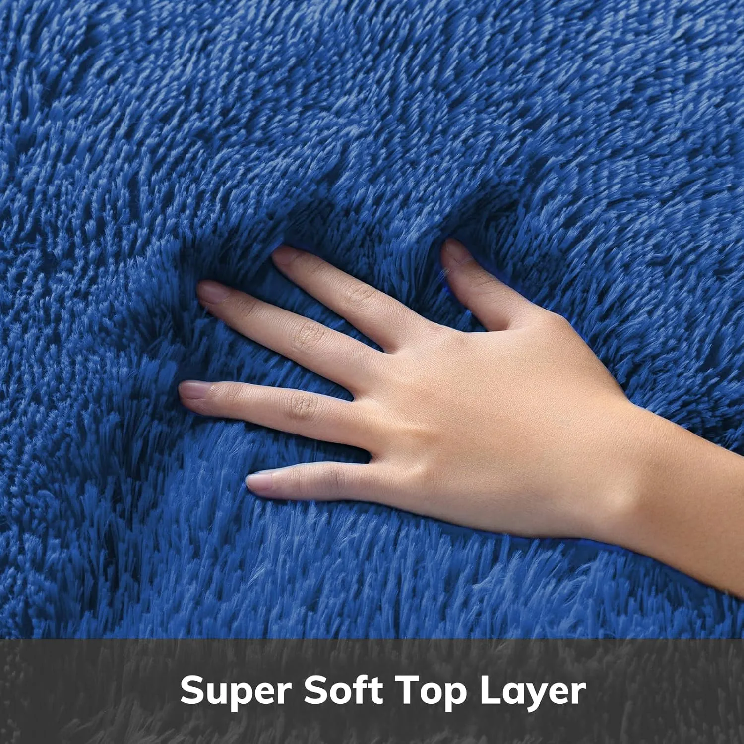 Ophanie Blue Rug, Boys 4x6 Rugs for Bedroom Royal Dark Blue Carpet Nursery Aesthetic, Kids Playroom Navy Area Rugs for Girls Teen Home Decor, Fluffy Shag Bedside Floor Living Room Carpet