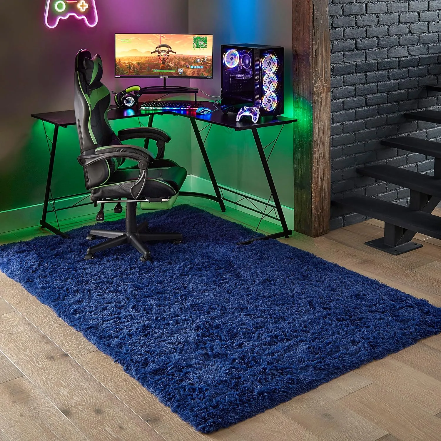 Ophanie Blue Rug, Boys Rugs for Bedroom Royal Dark Blue Carpet Nursery Aesthetic, Kids Playroom Navy Area Rugs for Girls Teen Home Decor, Fluffy Shag Bedside Floor Living Room 3x5 Carpet