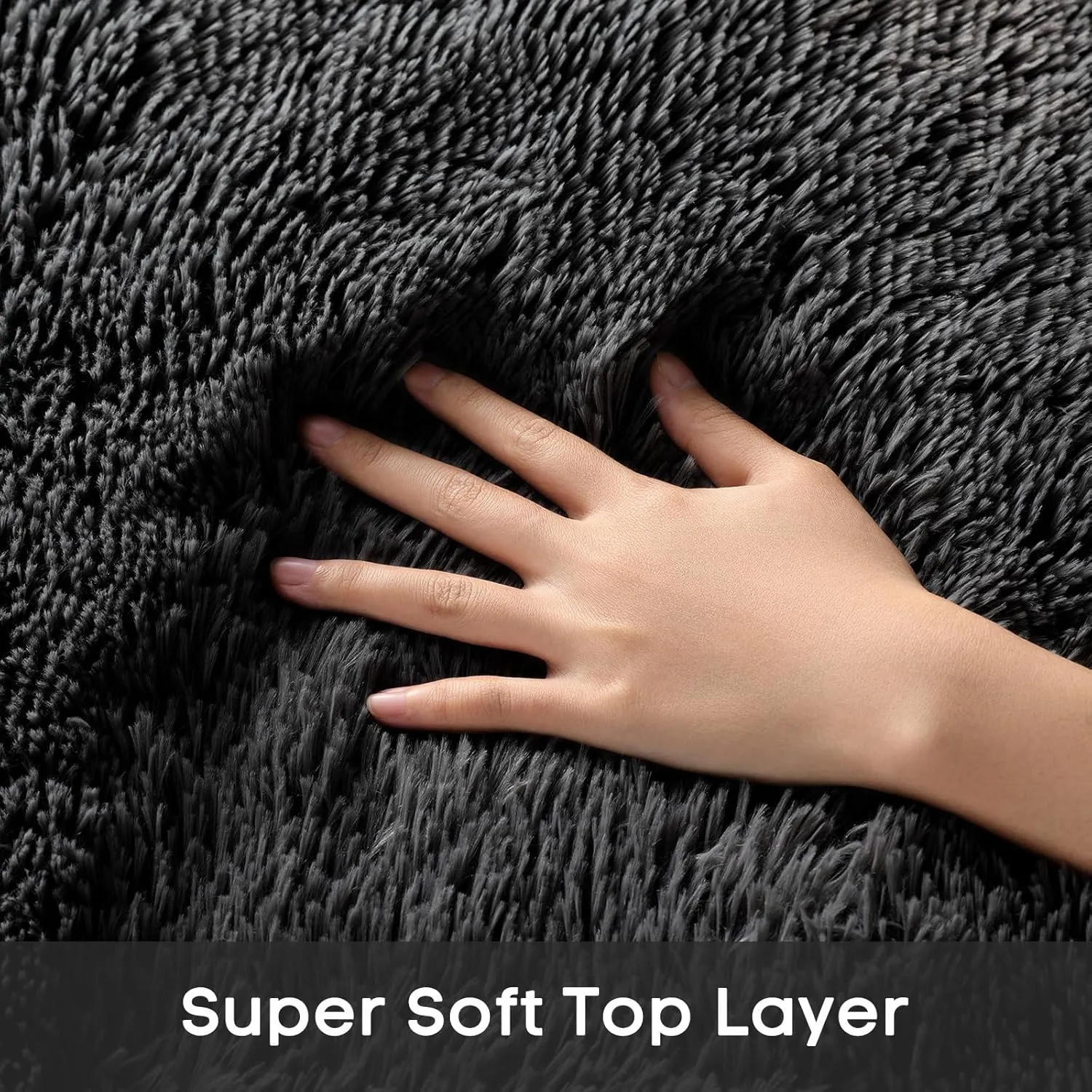 Ophanie Upgrade 2x6 Runner Rugs for Bedroom, Black, Fluffy Shaggy Soft Area Rug, Gray Non-Slip Indoor Floor Carpet for Living Room, Kids Baby Boys Teen Dorm Home Decor Aesthetic, Nursery, Rug