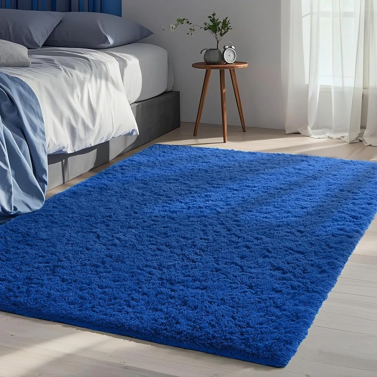 Ophanie Upgrade 3x5 Rugs for Bedroom, Blue, Fluffy Shaggy Soft Area Rug, Gray Non-Slip Indoor Floor Carpet for Living Room, Kids Baby Boys Teen Dorm Home Decor Aesthetic, Nursery, Rug