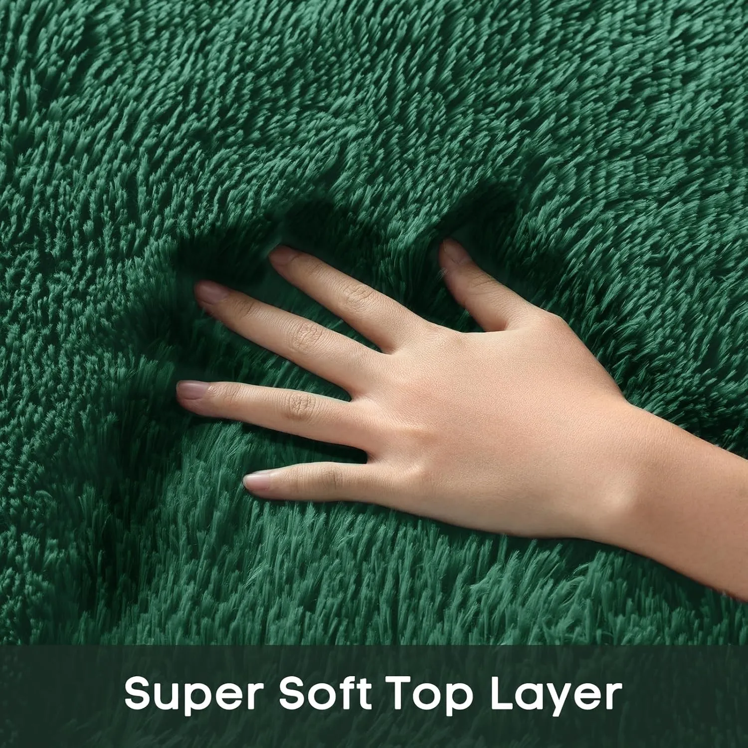 Ophanie Upgrade 3x5 Rugs for Bedroom, Green, Fluffy Shaggy Soft Area Rug, Dark Green Non-Slip Indoor Floor Carpet for Living Room, Kids Baby Boys Teen Dorm Home Decor Aesthetic, Nursery, Rug