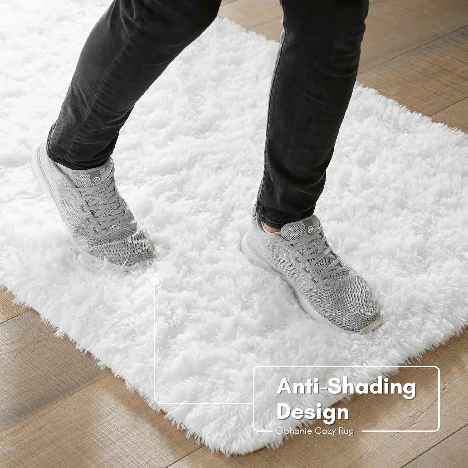 Ophanie Upgraded 3x5 Feet White Rugs for Bedroom Fluffy, Shaggy Bedside Floor Dorm Area Rug, Soft Fuzzy Non-Slip Indoor Room Carpet for Kids Boys Girls Teen Home Decor Aesthetic, Nursery