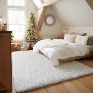 Ophanie Upgraded 3x5 Feet White Rugs for Bedroom Fluffy, Shaggy Bedside Floor Dorm Area Rug, Soft Fuzzy Non-Slip Indoor Room Carpet for Kids Boys Girls Teen Home Decor Aesthetic, Nursery