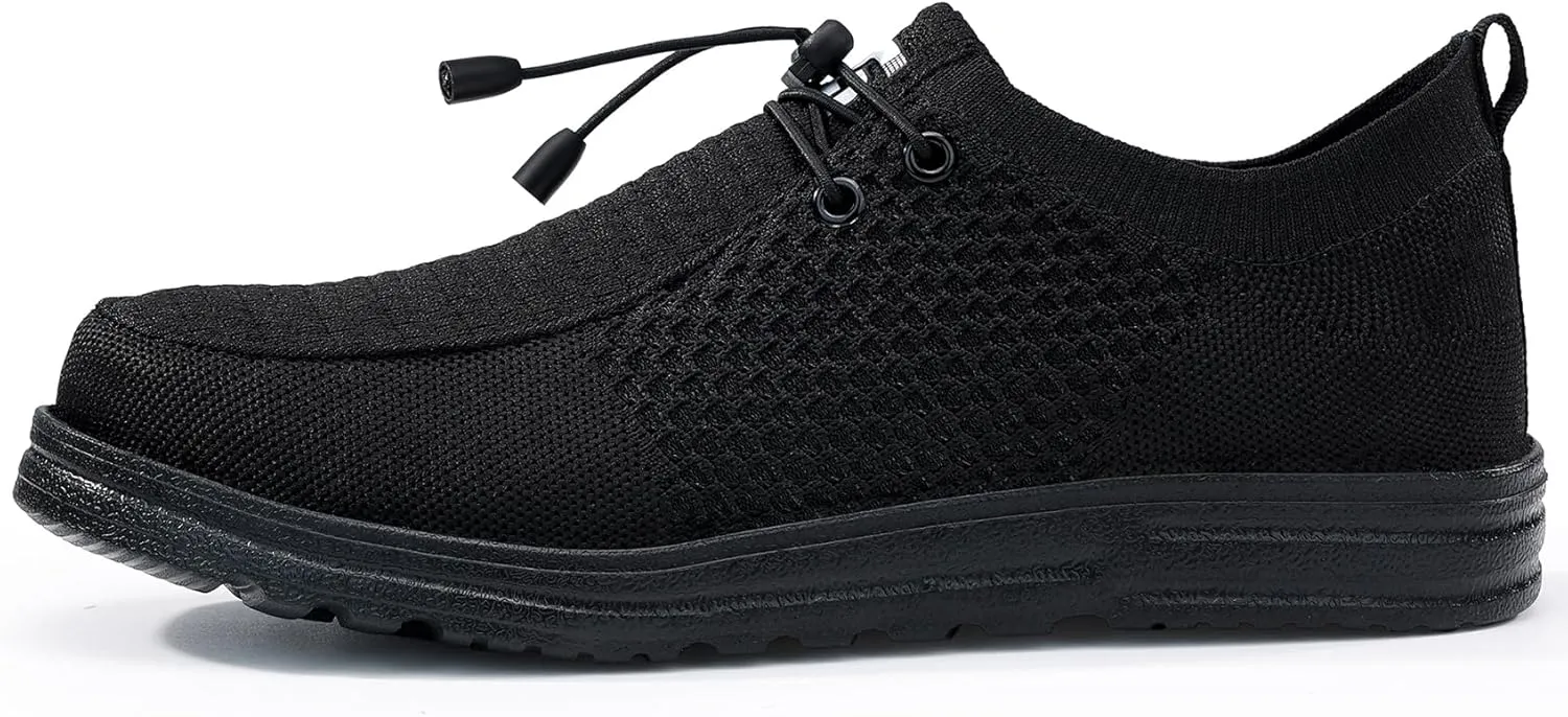 ORISTACO Steel Toe Loafers, Lightweight Breathable Slip-on Work Safety Shoes for Industry Construction