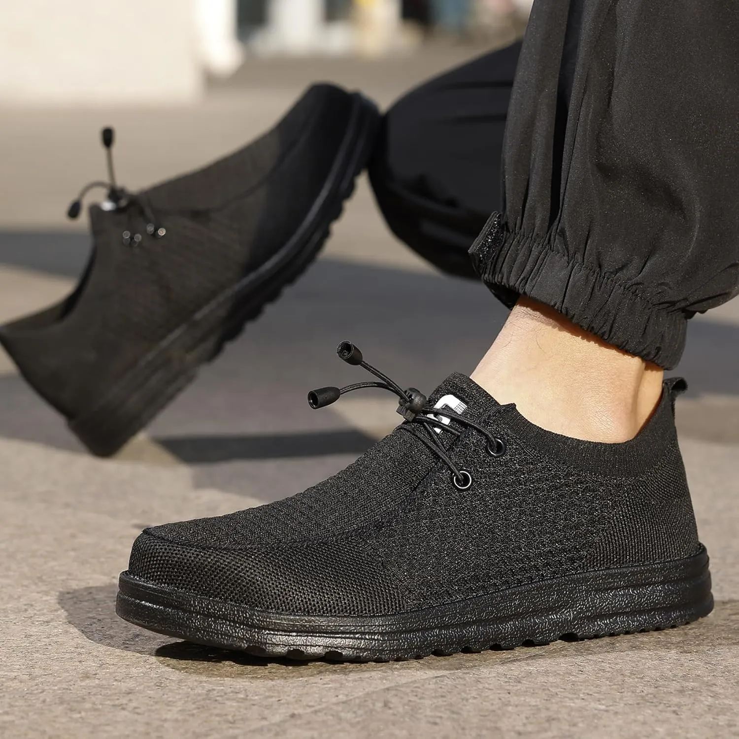 ORISTACO Steel Toe Loafers, Lightweight Breathable Slip-on Work Safety Shoes for Industry Construction