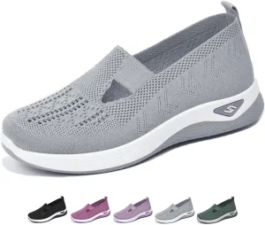 Orthopedic Walking Shoes for Women 2024 New Women's Woven Breathable Soft Sole Shoes Mesh Slip On Sneakers