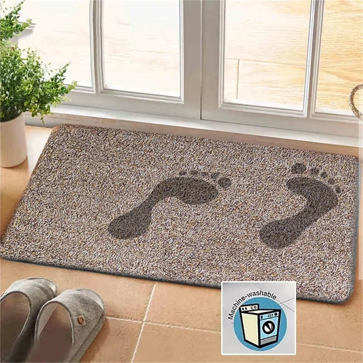 Outdoor Doormats Absorbent Microfiber Clean Step Mat Washable Doormat Carpet Household Rug Door Mat Drop Shipping for Entryway，Outside Porch(Black)