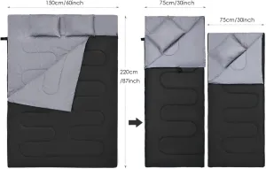 Outdoor Double Waterproof Thickened Cold-Proof Split Dual-Purpose Portable Warm Autumn and Winter Camping Sleeping Bag
