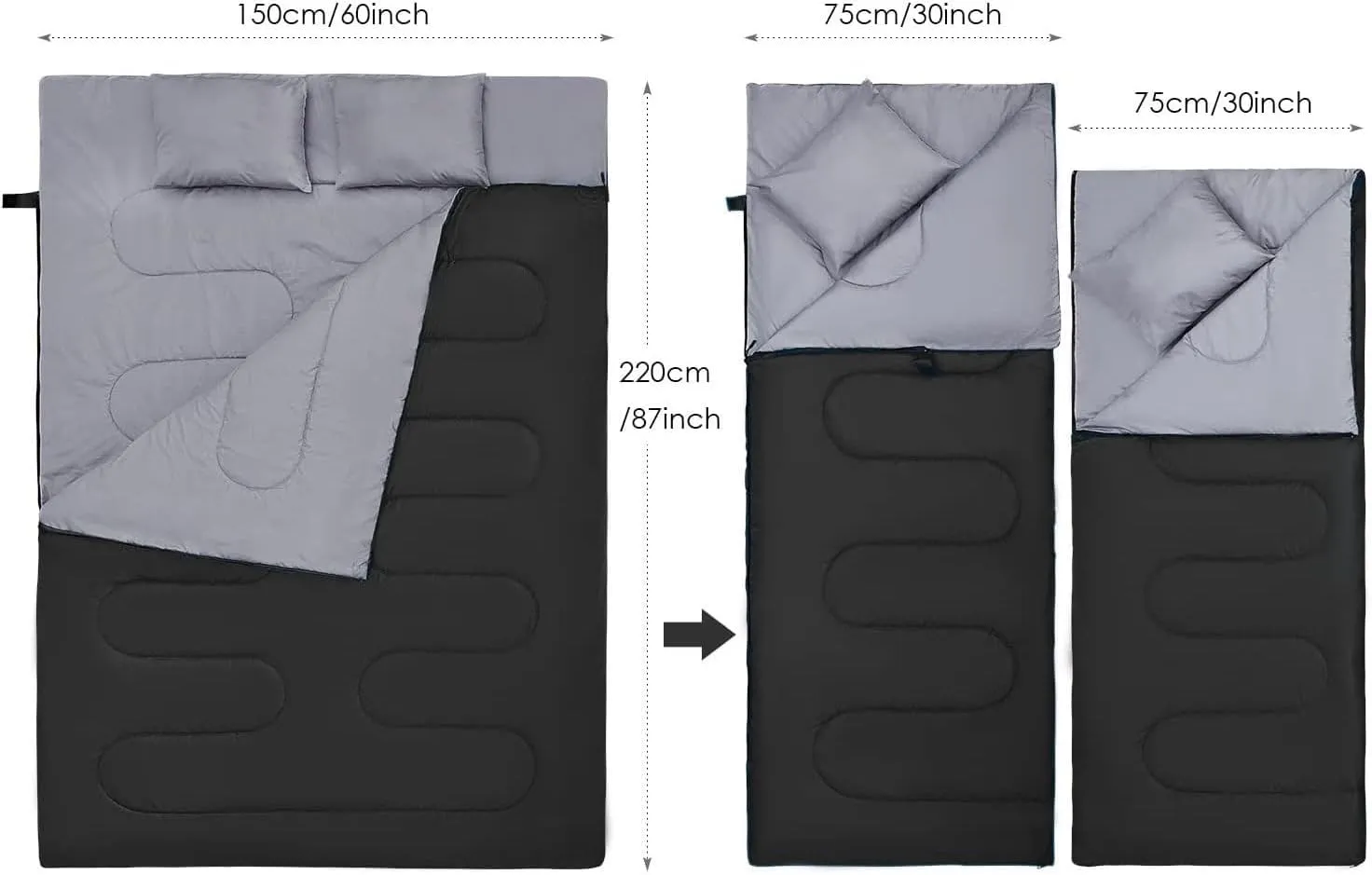 Outdoor Double Waterproof Thickened Cold-Proof Split Dual-Purpose Portable Warm Autumn and Winter Camping Sleeping Bag
