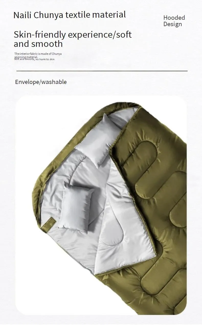 Outdoor Double Waterproof Thickened Cold-Proof Split Dual-Purpose Portable Warm Autumn and Winter Camping Sleeping Bag