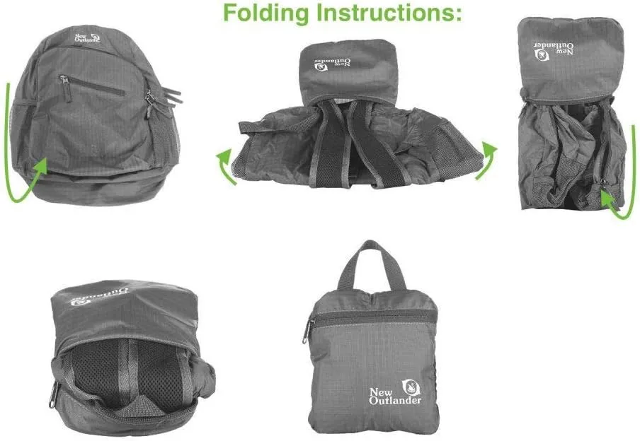 Outlander Packable Handy Lightweight Travel Hiking Backpack Daypack, Grey