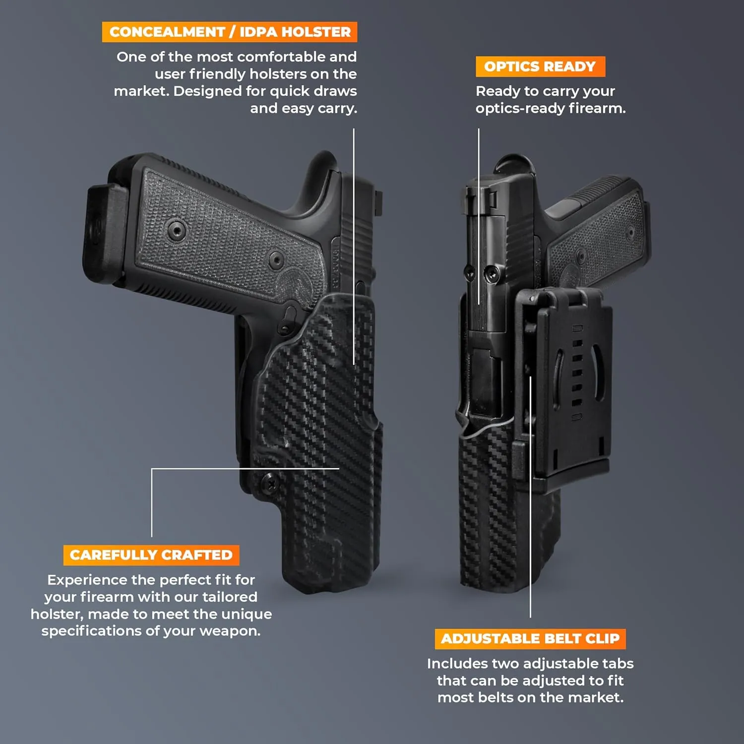 OWB Concealment IDPA - Outside The Waistband Holster - fits Walther PDP 4'' / 4.5''/ Compact