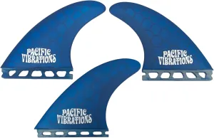 PACIFIC VIBRATIONS Surfboard fins AM2 Large (Al Merrick Channel Islands) Template Large Size fits Futures Base Honeycomb core TRI, Thruster, 3 FINS Color Blue