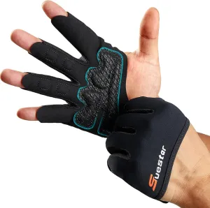Partial Weight Lifting Gloves, 3/4 Finger Workout Gloves for Men Women, Full Palm Protection & Silicone Grip Gym for Weightlifting Exercise Fitness Smartwatch Friendly