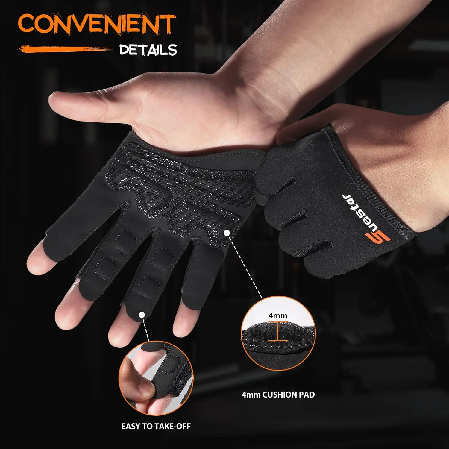 Partial Weight Lifting Gloves, 3/4 Finger Workout Gloves for Men Women, Full Palm Protection & Silicone Grip Gym for Weightlifting Exercise Fitness Smartwatch Friendly