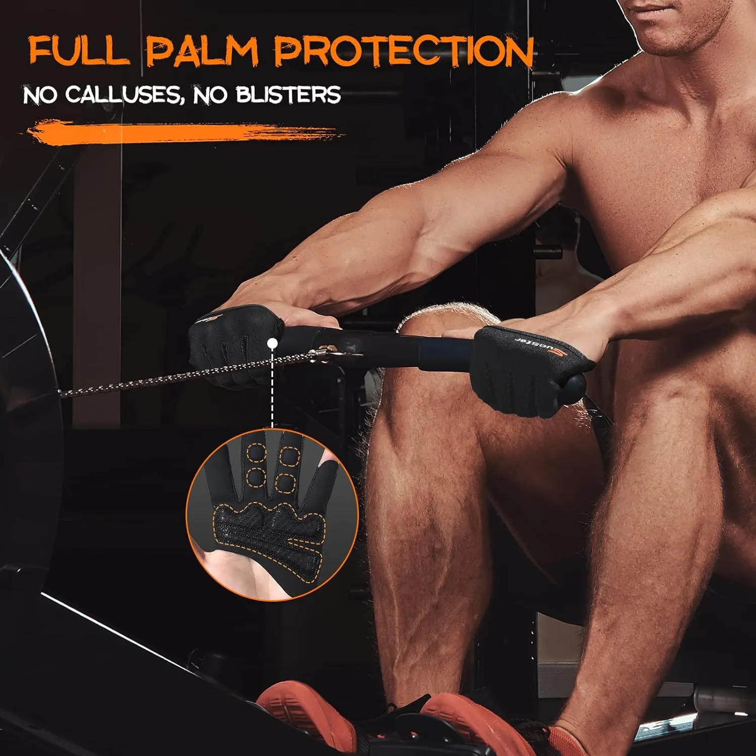 Partial Weight Lifting Gloves, 3/4 Finger Workout Gloves for Men Women, Full Palm Protection & Silicone Grip Gym for Weightlifting Exercise Fitness Smartwatch Friendly