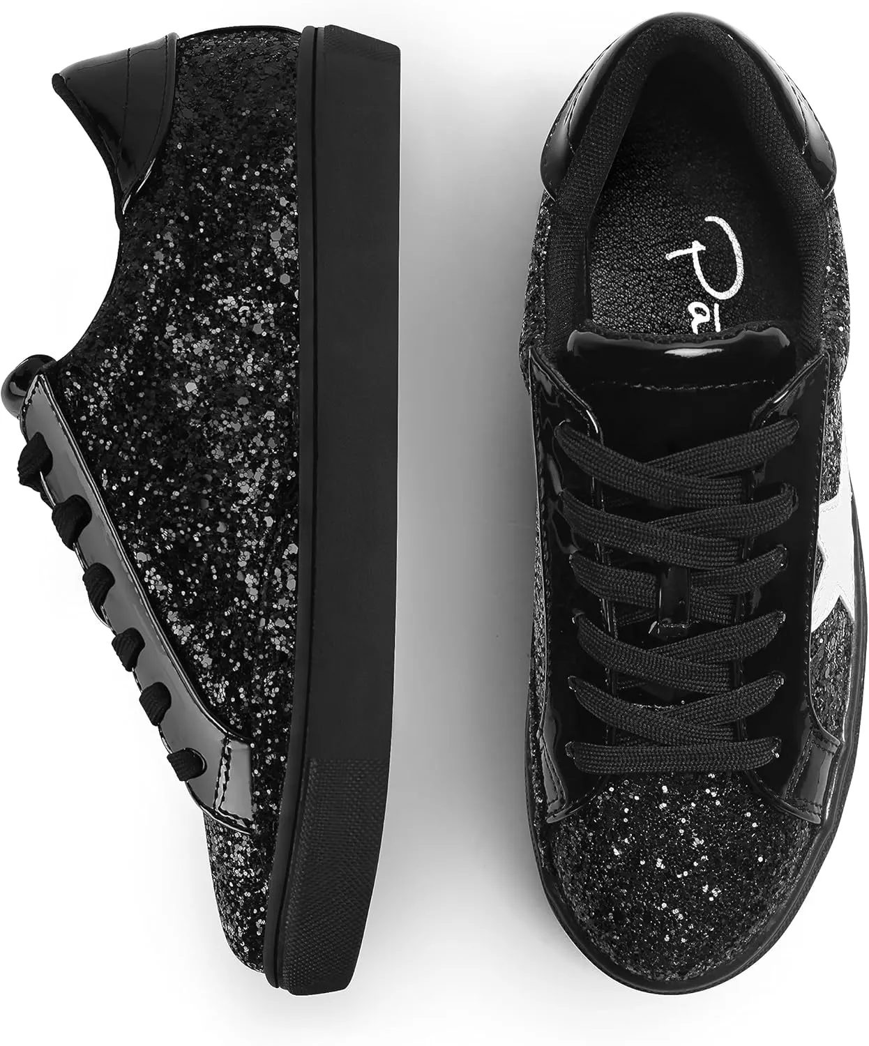 PARTY Women's Fashion Star Sneaker Lace Up Low Top Comfortable Cushioned Walking Shoes