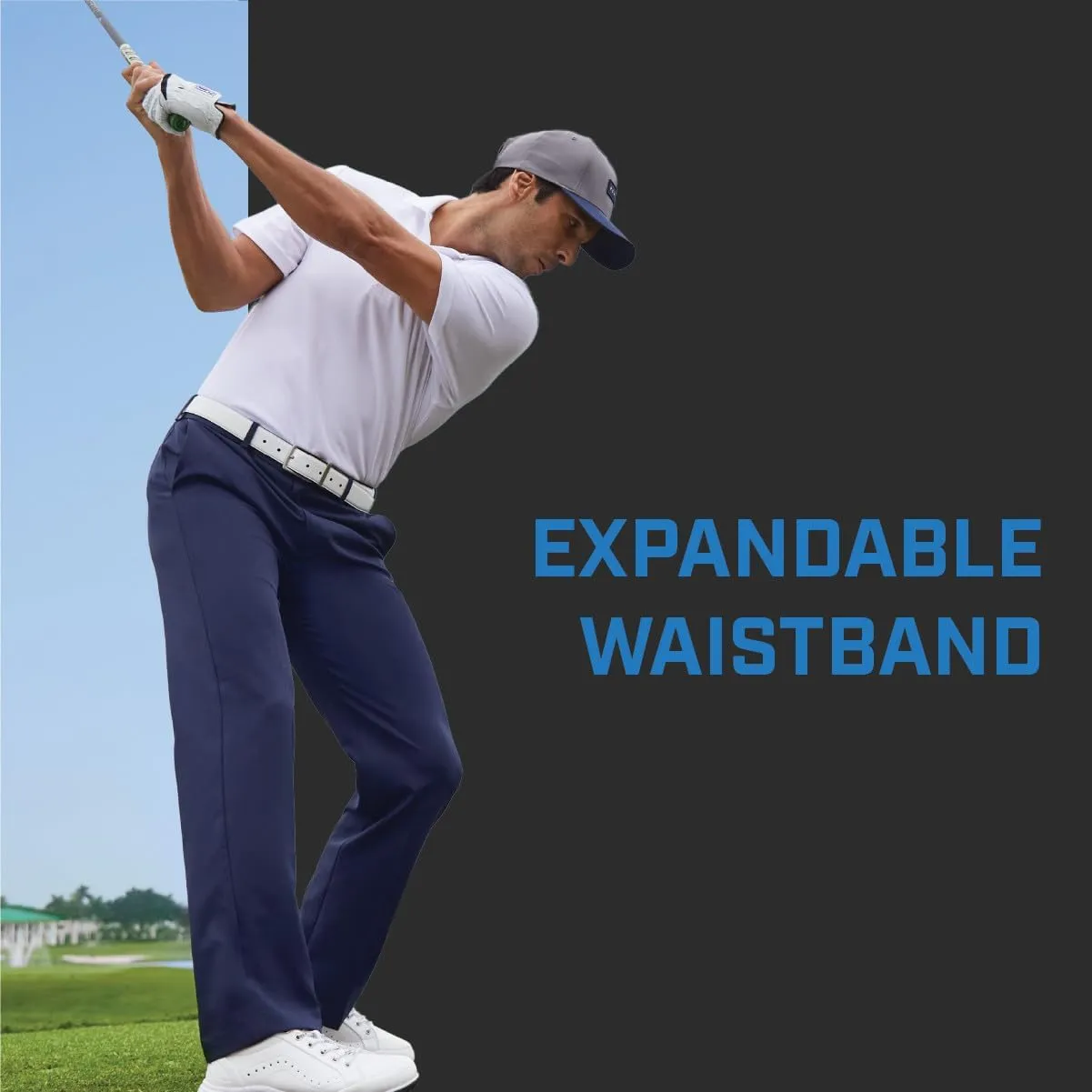 PGA TOUR Men's Golf Pants with Expandable Waistband, Flat Front, Moisture-Wicking, Sun Protection, Stretch Lightweight Twill