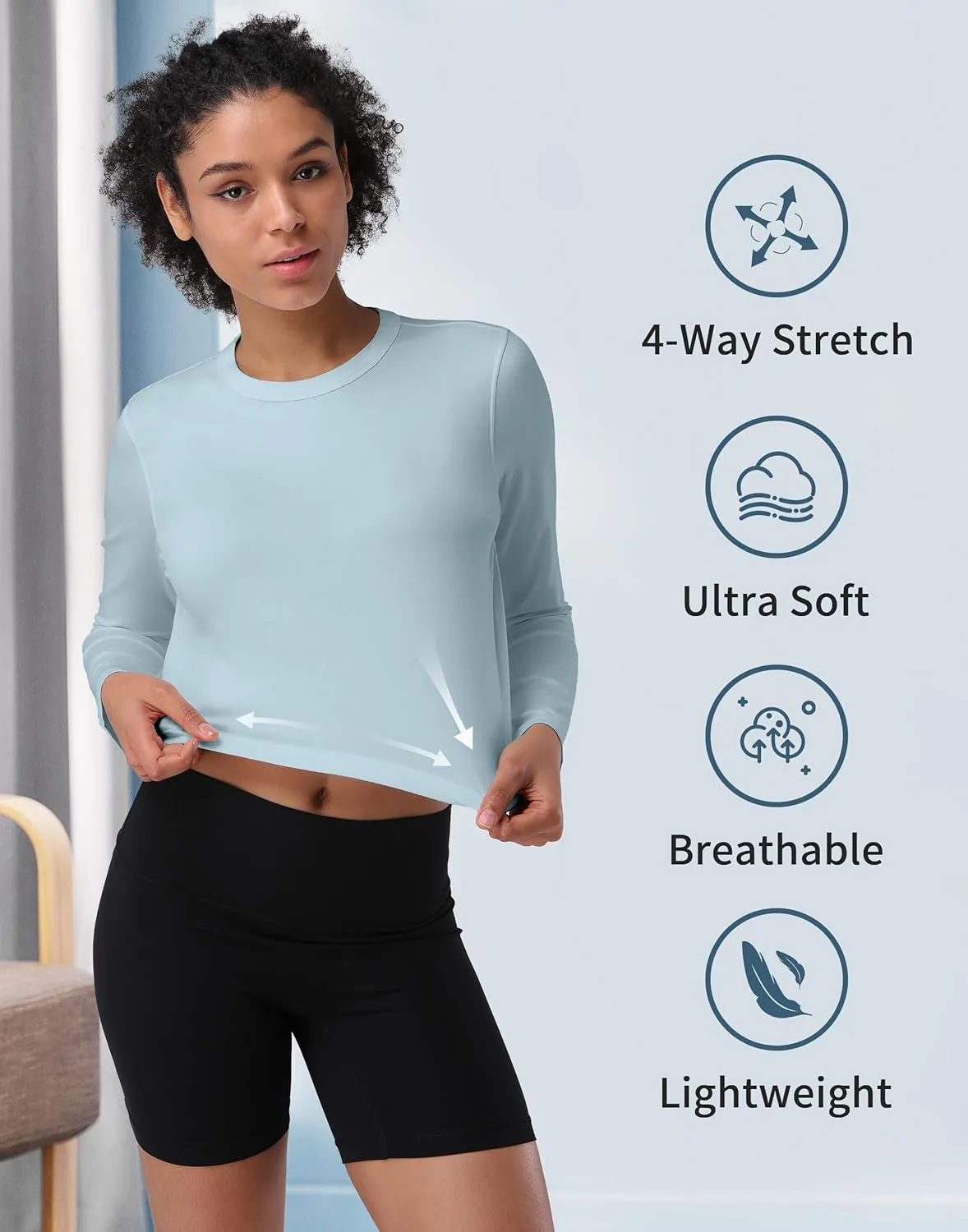 Pioneer Camp Long Sleeve Crop Tops for Women Cropped Workout Bamboo Viscose Shirts Loose Athletic Gym Yoga Running T-Shirts
