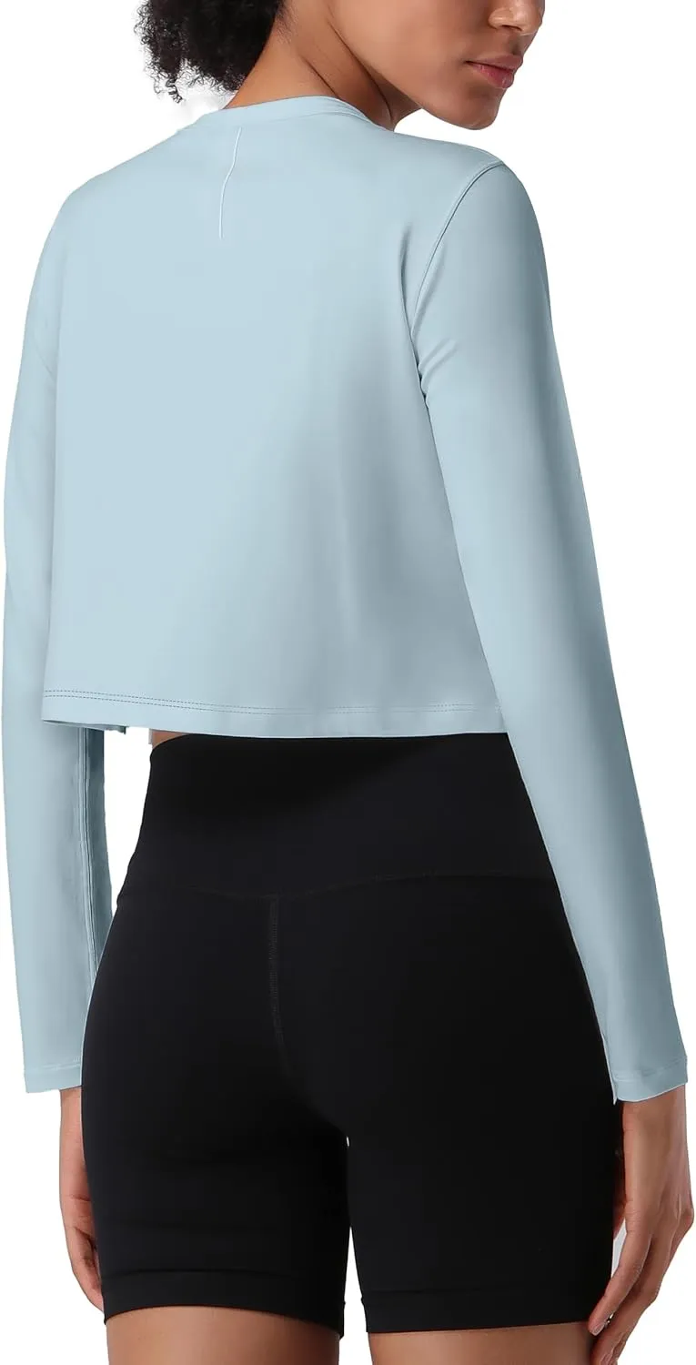 Pioneer Camp Long Sleeve Crop Tops for Women Cropped Workout Bamboo Viscose Shirts Loose Athletic Gym Yoga Running T-Shirts