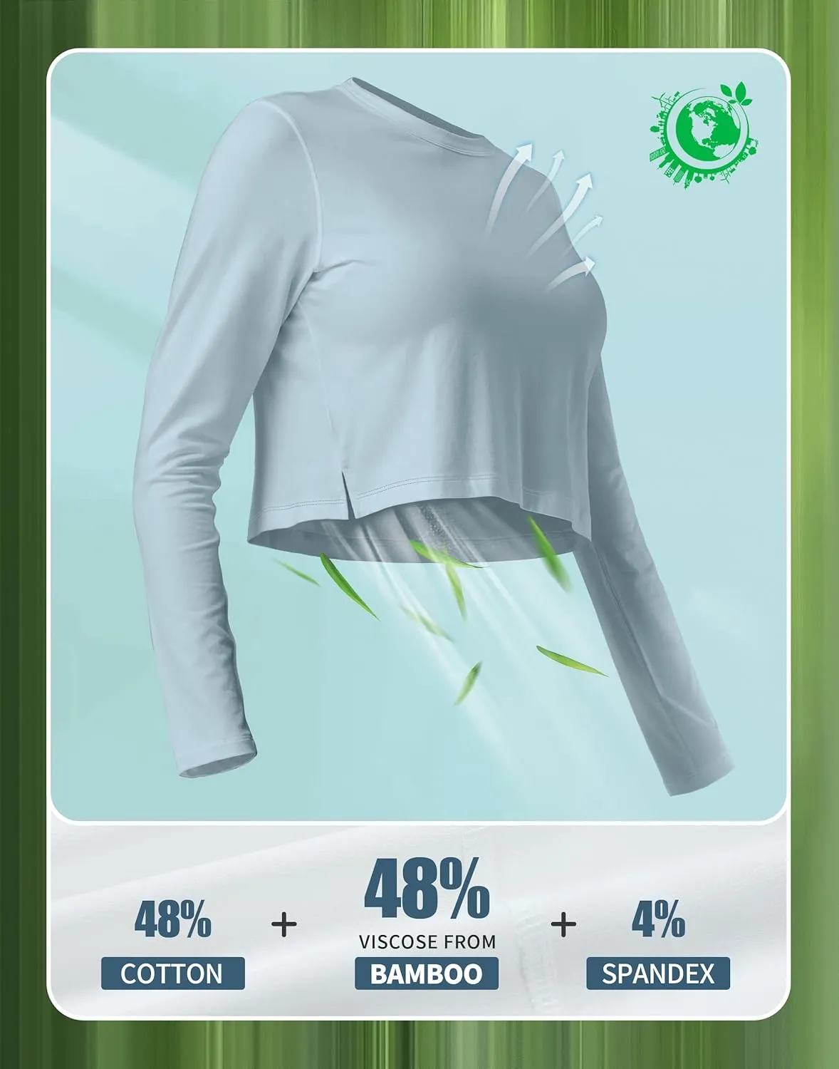 Pioneer Camp Long Sleeve Crop Tops for Women Cropped Workout Bamboo Viscose Shirts Loose Athletic Gym Yoga Running T-Shirts