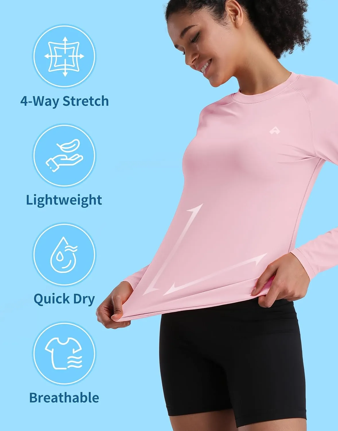 Pioneer Camp Rash Guard for Women Sun Shirts UPF 50  SPF UV Protection Long Sleeve Workout Tops Hiking Running Quick Dry