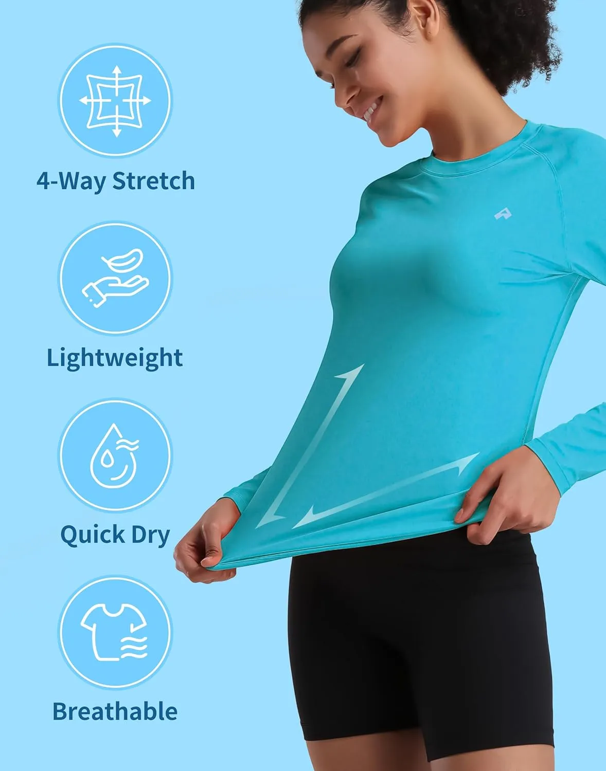 Pioneer Camp Rash Guard for Women Sun Shirts UPF 50  SPF UV Protection Long Sleeve Workout Tops Hiking Running Quick Dry