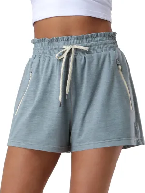 Pioneer Camp Women's High Waist Athletic Shorts Workout Running SweatShorts 2 Zipper Pockets for Casual Gym Lounge