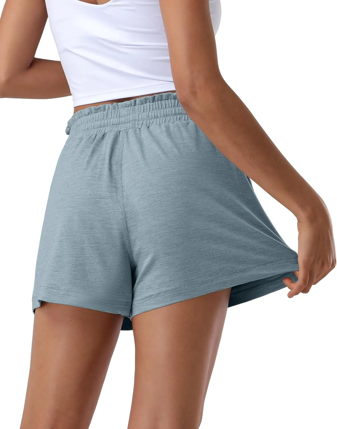 Pioneer Camp Women's High Waist Athletic Shorts Workout Running SweatShorts 2 Zipper Pockets for Casual Gym Lounge