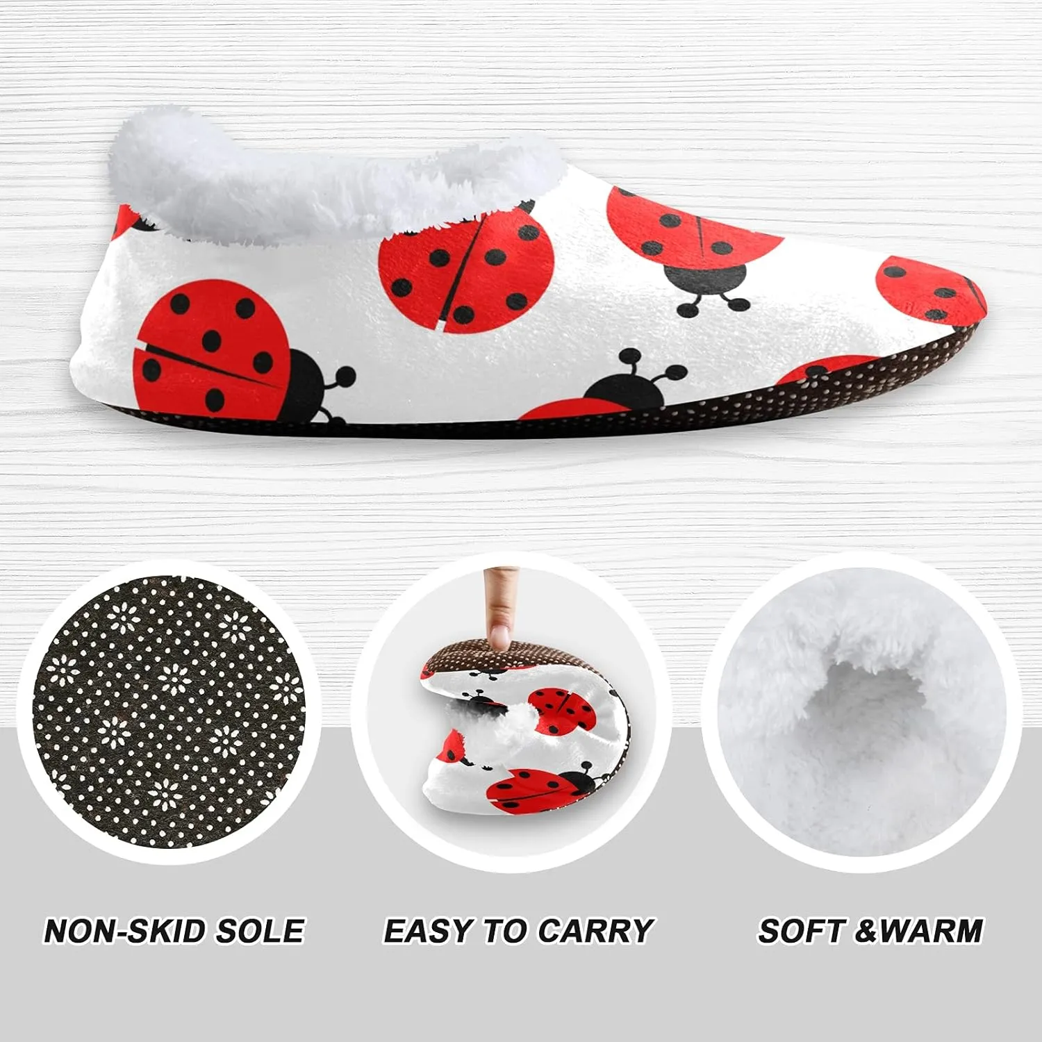 Poeticcity Unisex Fuzzy House Slippers, Warm Fur Lining Shoes, Non-Slip Memory Foam Slippers M-XXL