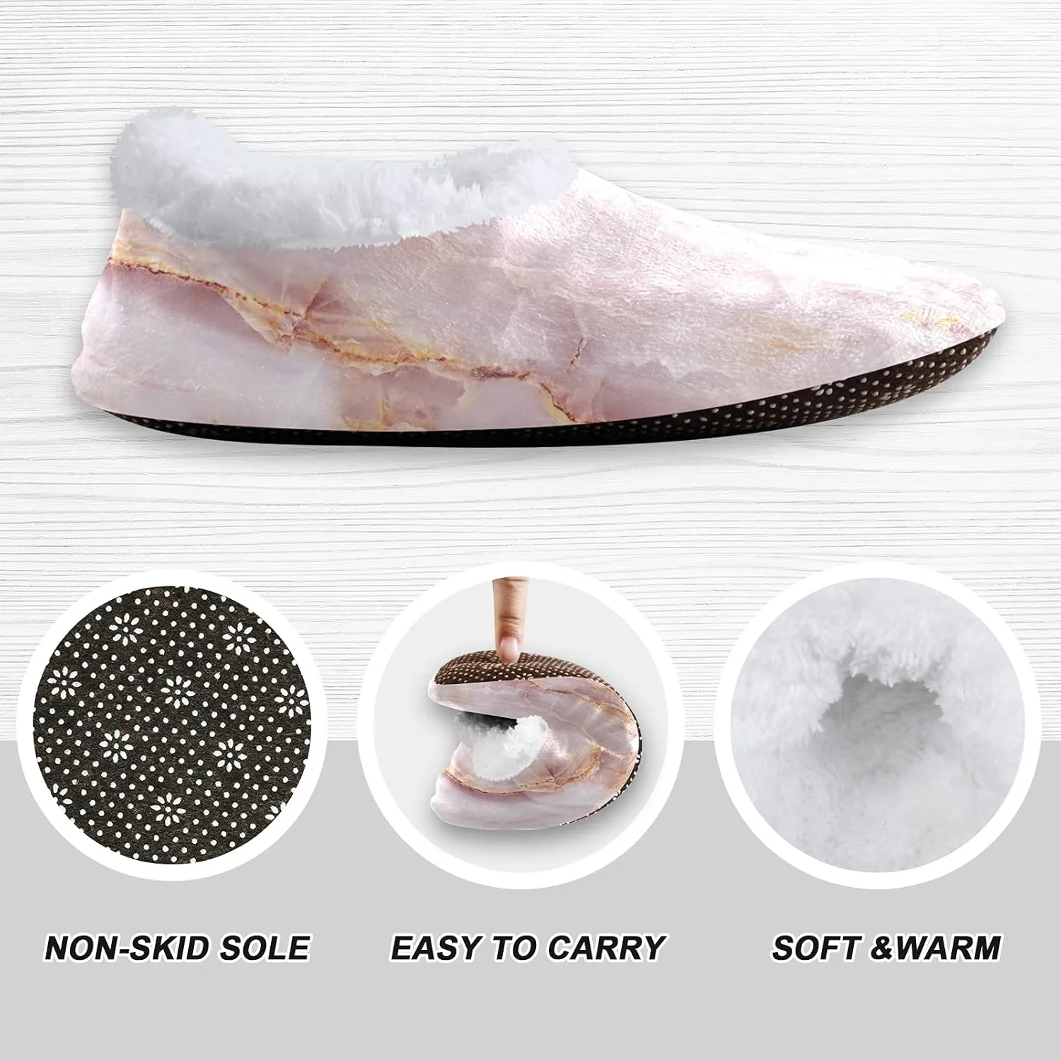 Poeticcity Unisex Fuzzy House Slippers, Warm Fur Lining Shoes, Non-Slip Memory Foam Slippers M-XXL