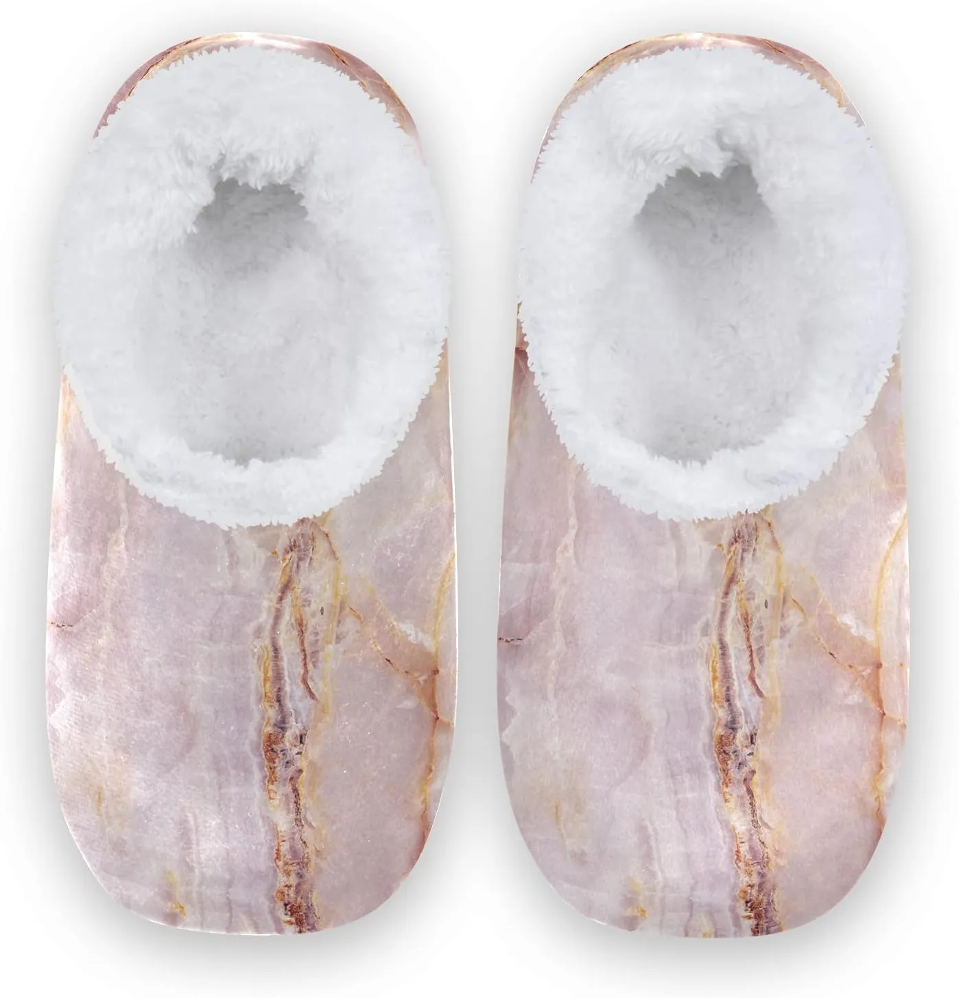 Poeticcity Unisex Fuzzy House Slippers, Warm Fur Lining Shoes, Non-Slip Memory Foam Slippers M-XXL
