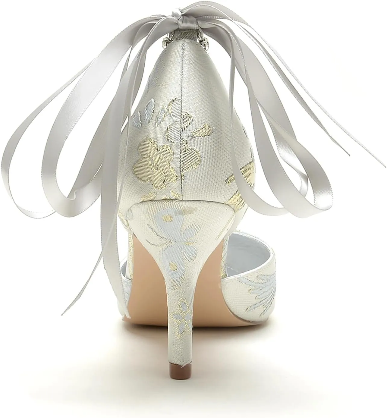 Pointed Toe Women Rhinestone Buckle Bridal Silk Wedding Shoes Satin Pumps High Heel Prom Shoes
