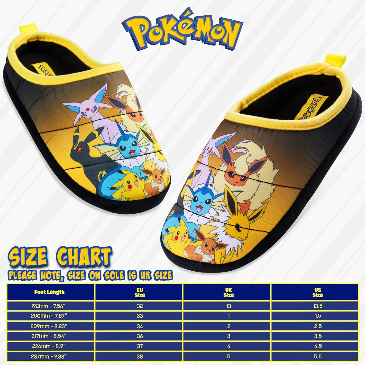 Pokemon Boys Slippers, Cosy Slip on House Shoes with Non Slip Sole - Gamer Gift