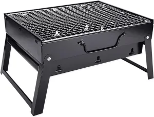 Portable Charcoal Grill for Outdoor Picnics and Parties Folding BBQ with Cooking Rack Compact Lightweight Camping Tailgating
