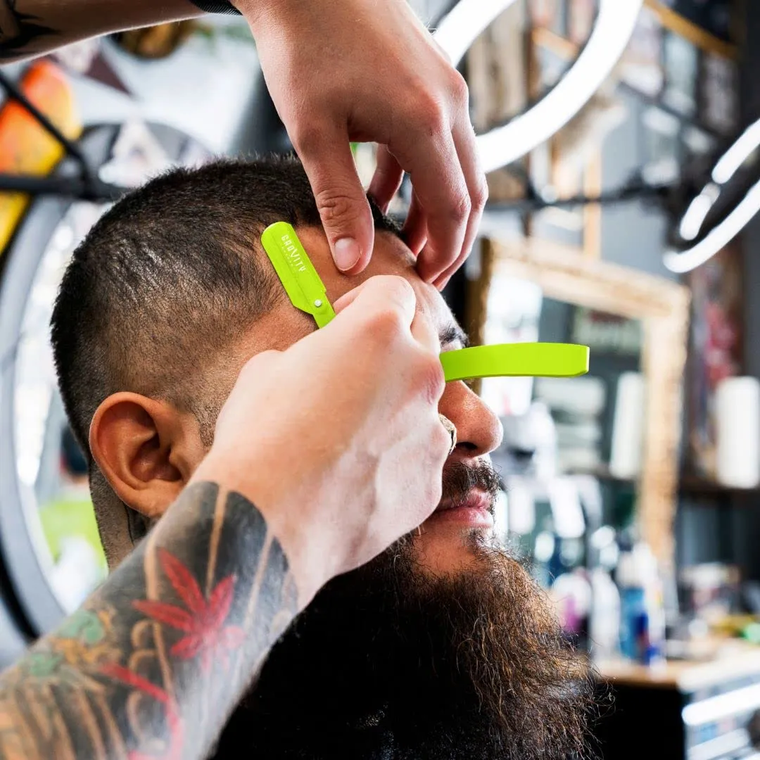 Professional Straight Razor - Minimal Exposure Straight Razor Kit with 10 Gravity Premium Blades, .5mm Exposed (The Ridler)