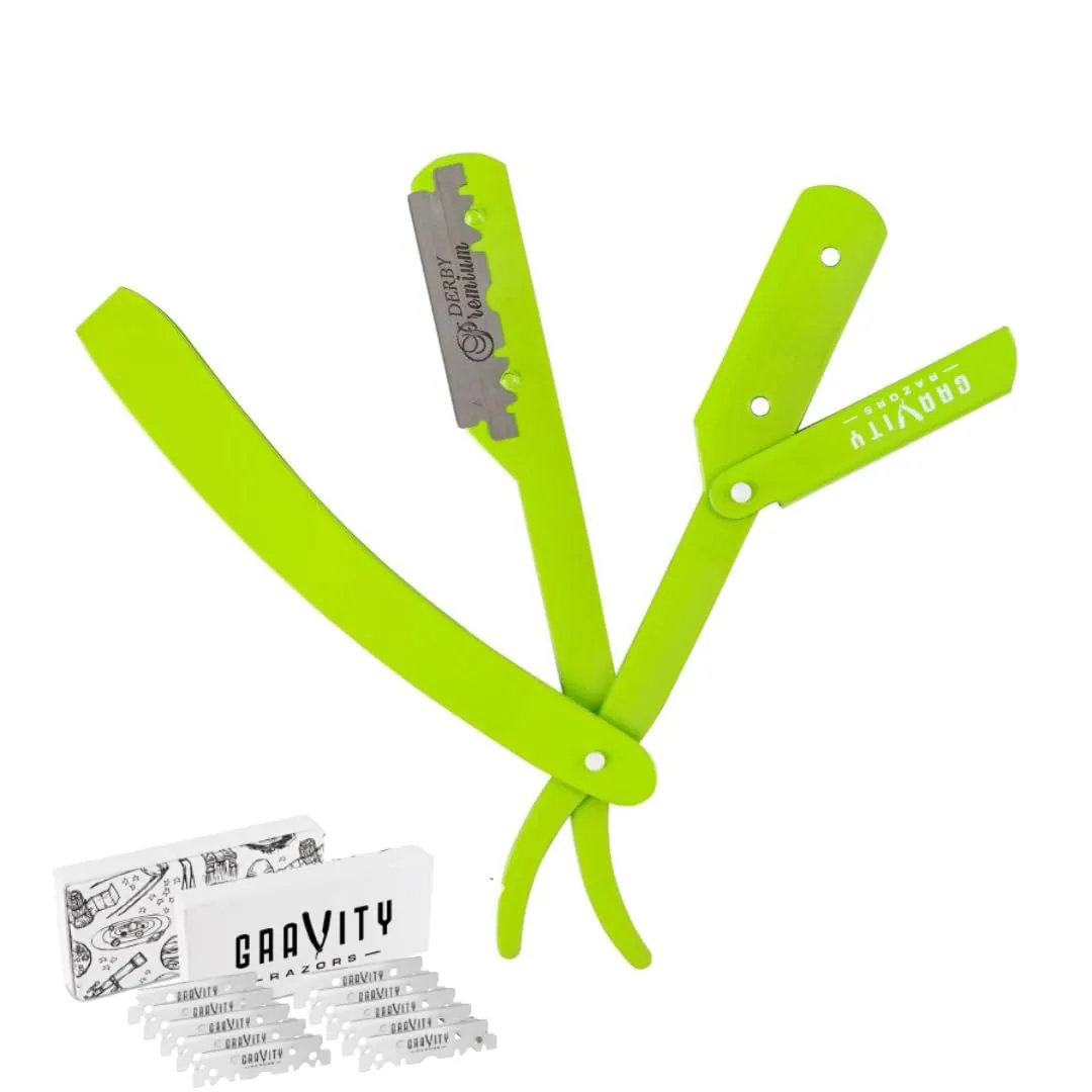 Professional Straight Razor - Minimal Exposure Straight Razor Kit with 10 Gravity Premium Blades, .5mm Exposed (The Ridler)